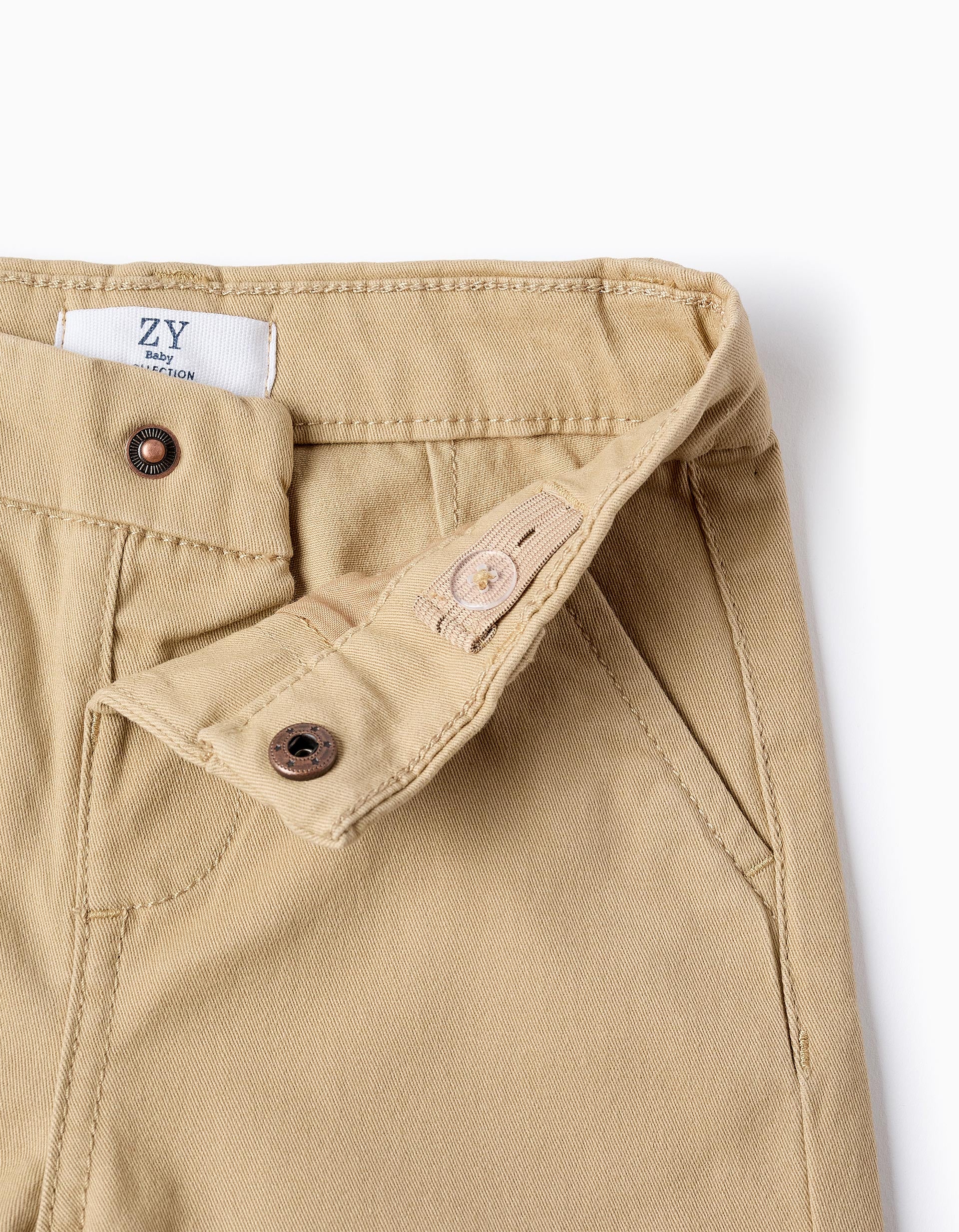 Beige Twill Chino Trousers for Baby Boys