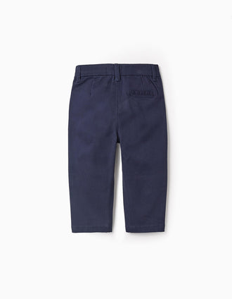 Pantalon Chino en Sergé pour Bébé Garçon, Bleu Foncé