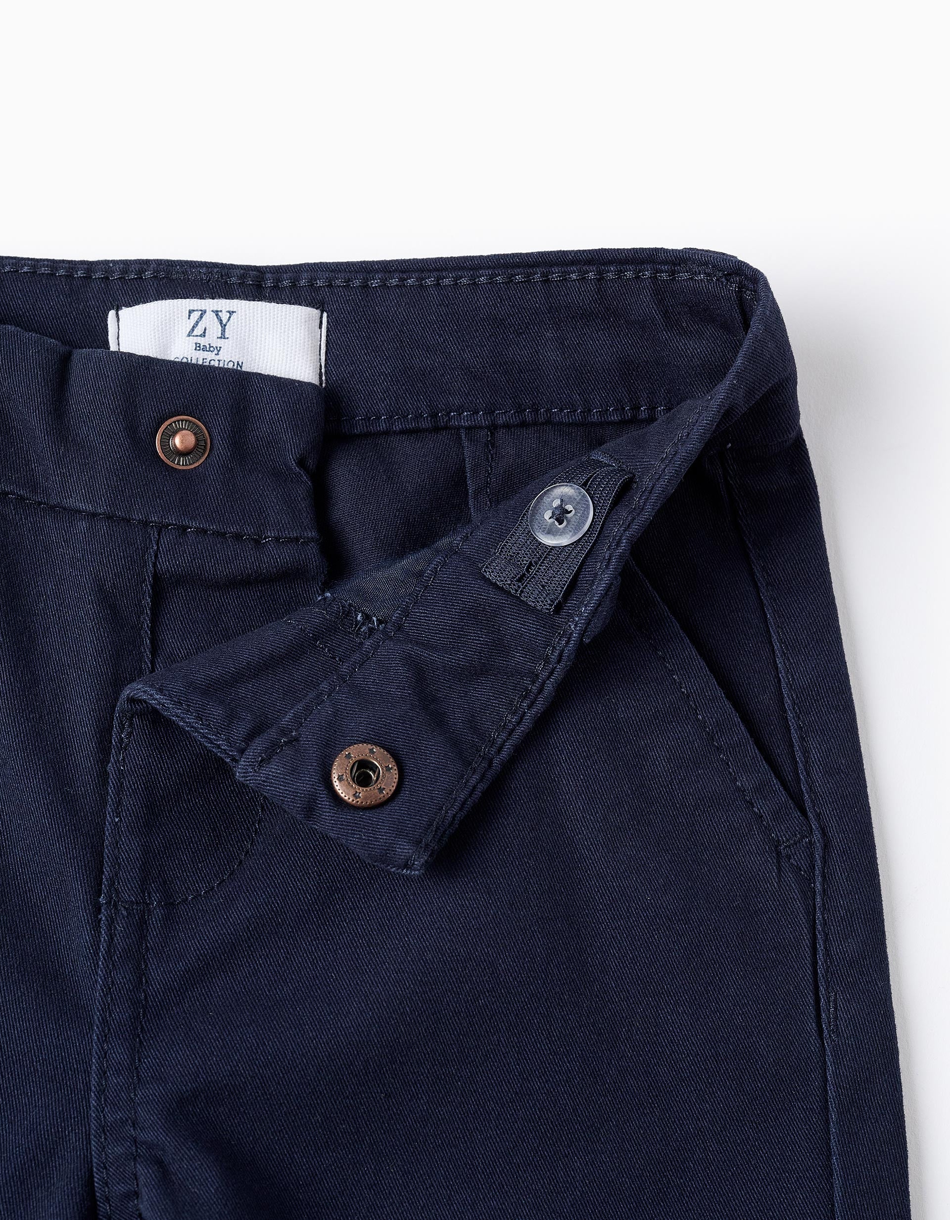 Dark Blue Twill Chino Trousers for Baby Boys