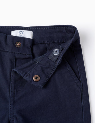 Pantalon Chino en Sergé pour Bébé Garçon, Bleu Foncé