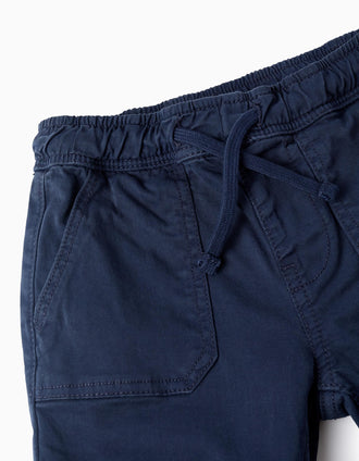 Pantalon en Sergé avec cordon pour Bébé Garçon, Bleu Foncé