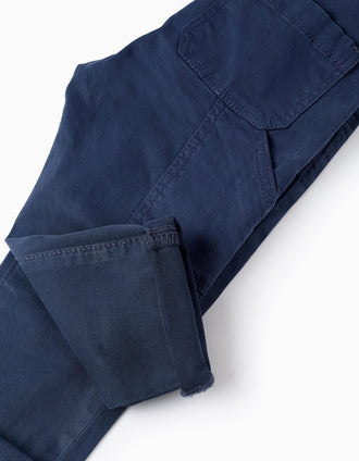 Pantalon en Sergé avec cordon pour Bébé Garçon, Bleu Foncé