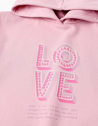 Sudadera Perchada con Capucha para niña 'NY Love', Rosa
