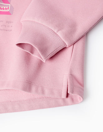 Sweat Cardada com Capuz para Menina 'NY Love', Rosa