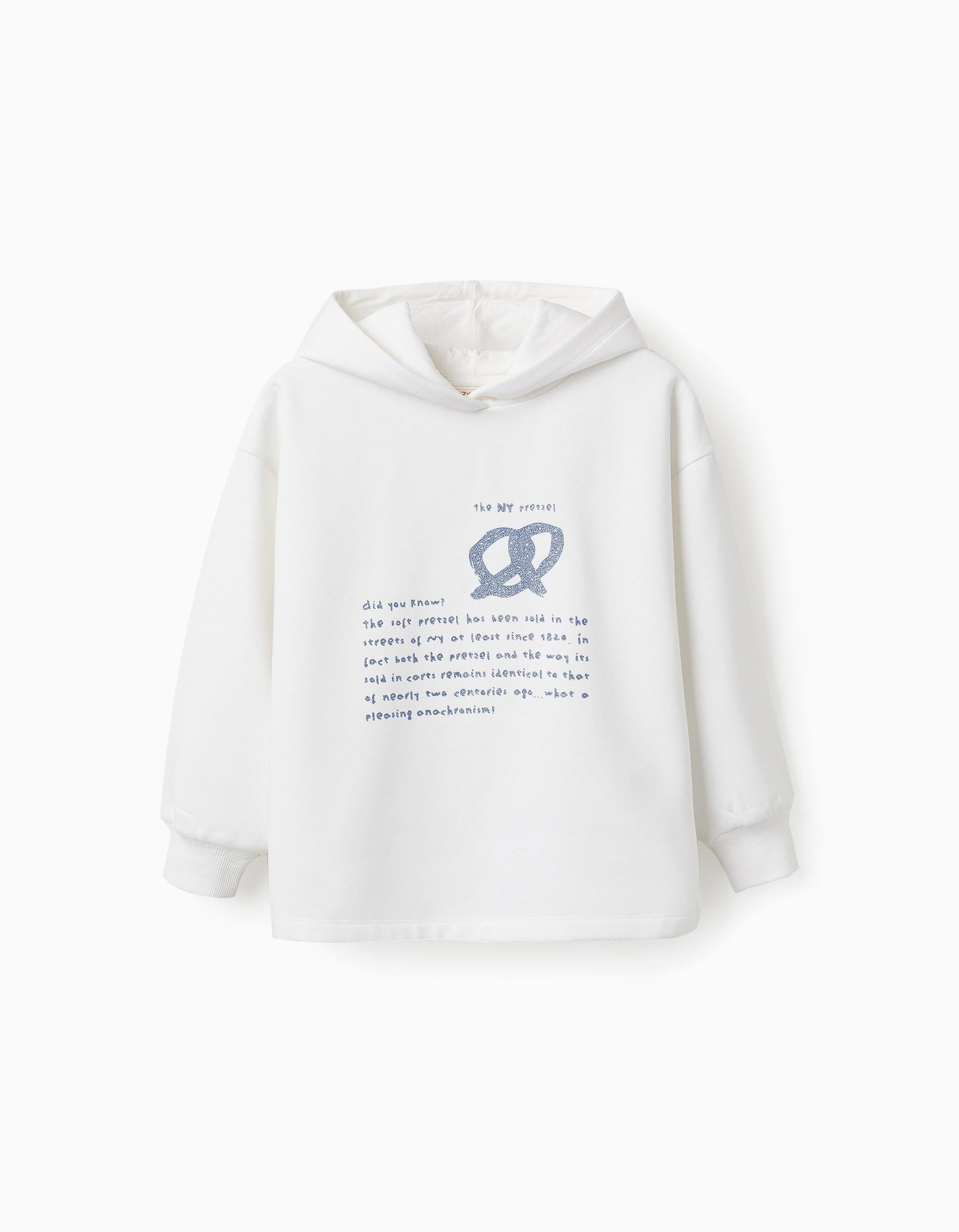 Hooded Sweatshirt for Girls 'NY Pretzel', White