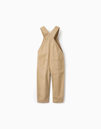 Salopette en Sergé pour Bébé Garçon, Beige