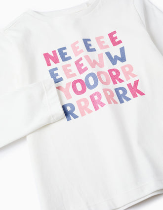 Chaqueta + Camiseta + Pantalón perchado para Niña 'New York', Rosa/Blanco