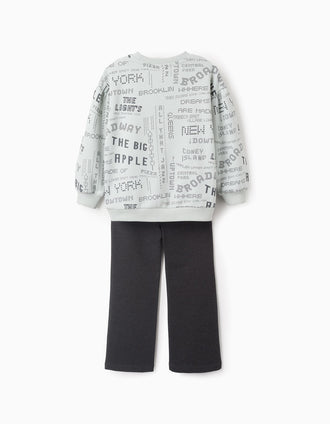 Sudadera + Pantalón para Niña 'NYC', Verde/Gris