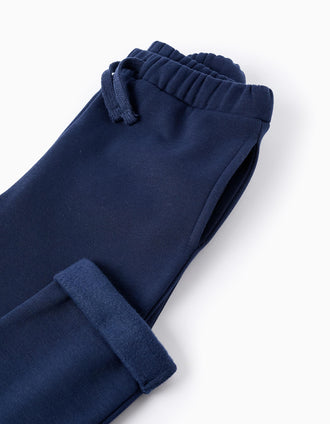 Fato de Treino Cardado com Folhos para Menina, Azul Escuro