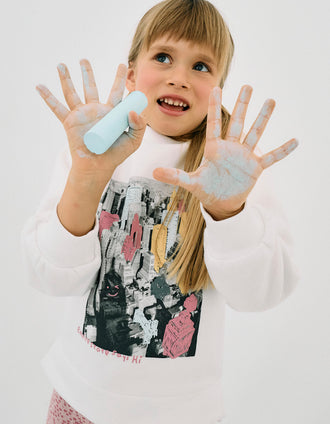 Sudadera Perchada para Niña 'Empire State Building', Blanco