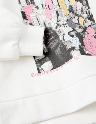 Sudadera Perchada para Niña 'Empire State Building', Blanco