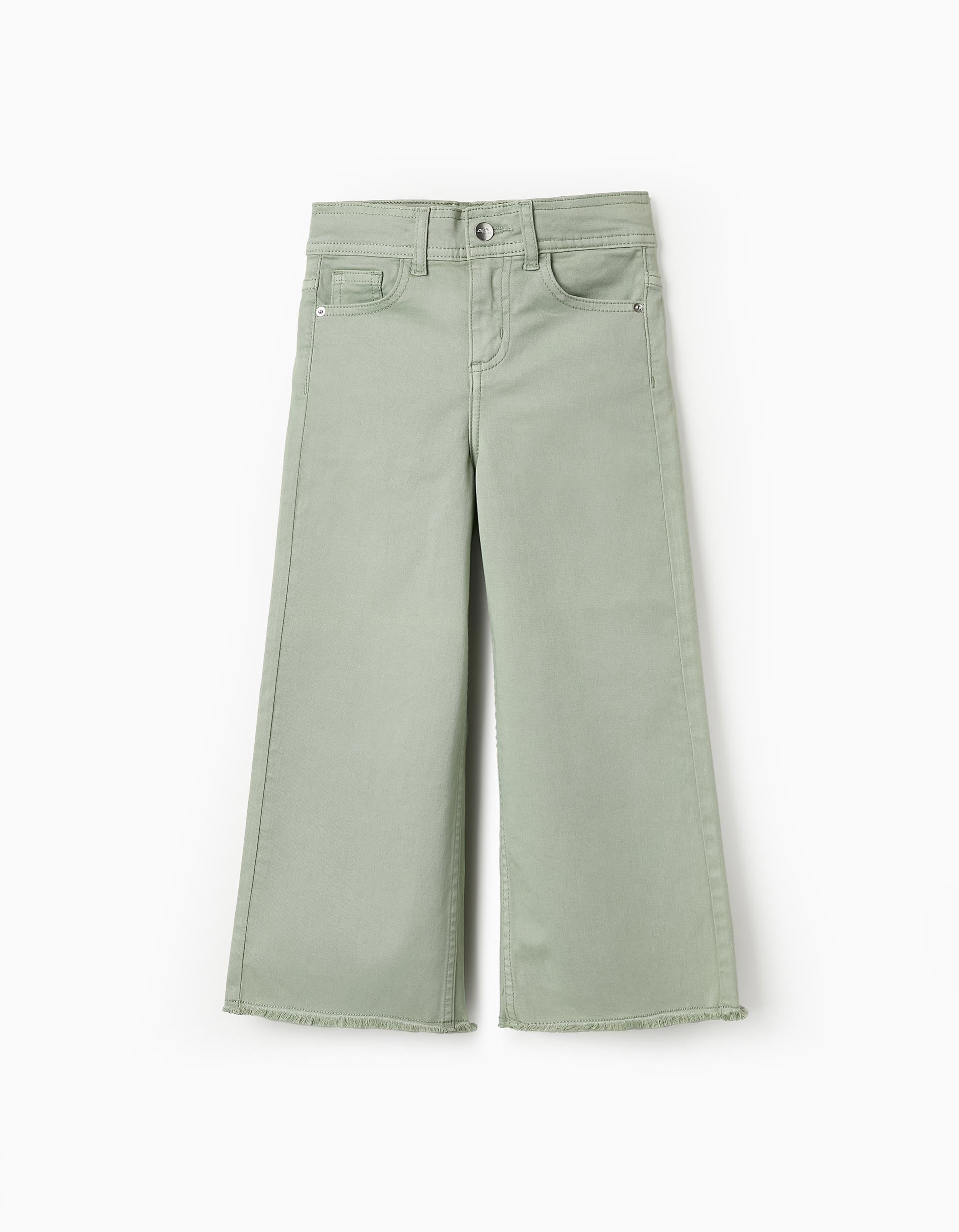 Twill Trousers for Girls 'Wide Leg', Aqua Green