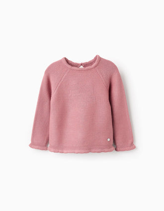 Jersey de Punto para Bebé Niña 'Flor', Rosa