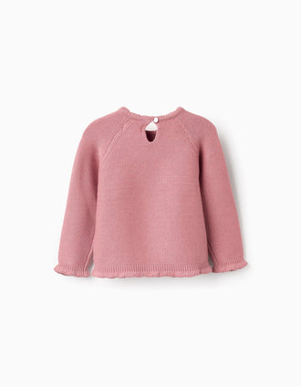 Jersey de Punto para Bebé Niña 'Flor', Rosa