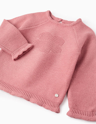 Jersey de Punto para Bebé Niña 'Flor', Rosa