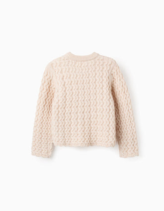 Jersey de Punto Corto para Niña, Beige