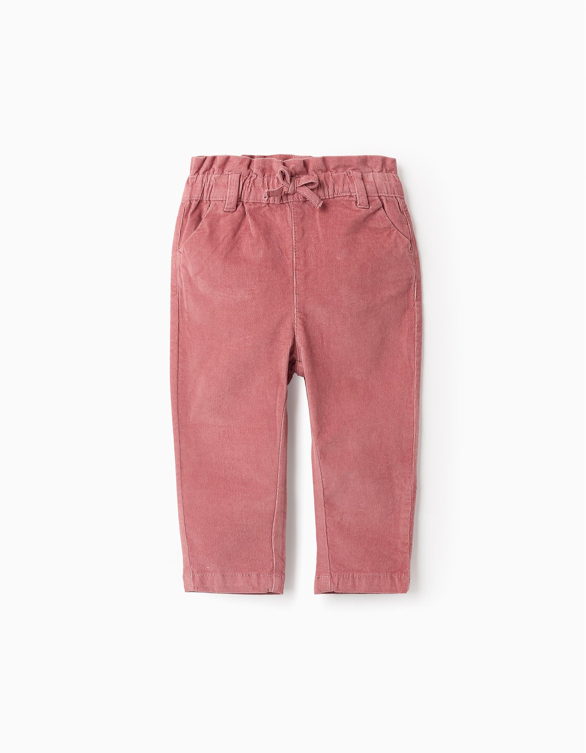 Pantalon en Velours Côtelé pour Bébé Fille 'Paperbag', Rose