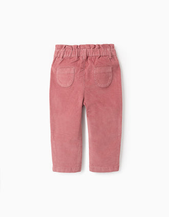 Pantalón de Pana para Bebé Niña 'Paperbag', Rosa