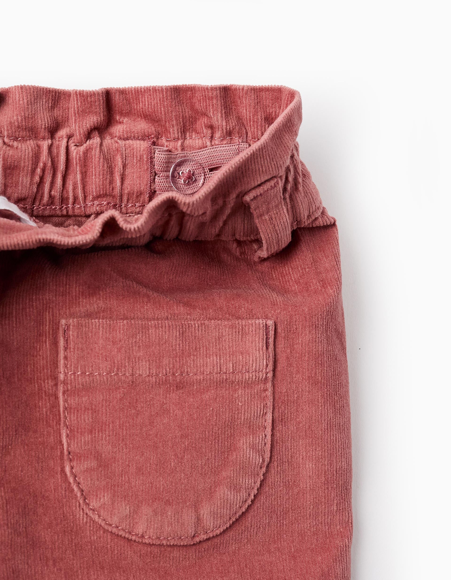 Pantalon en Velours Côtelé pour Bébé Fille 'Paperbag', Rose