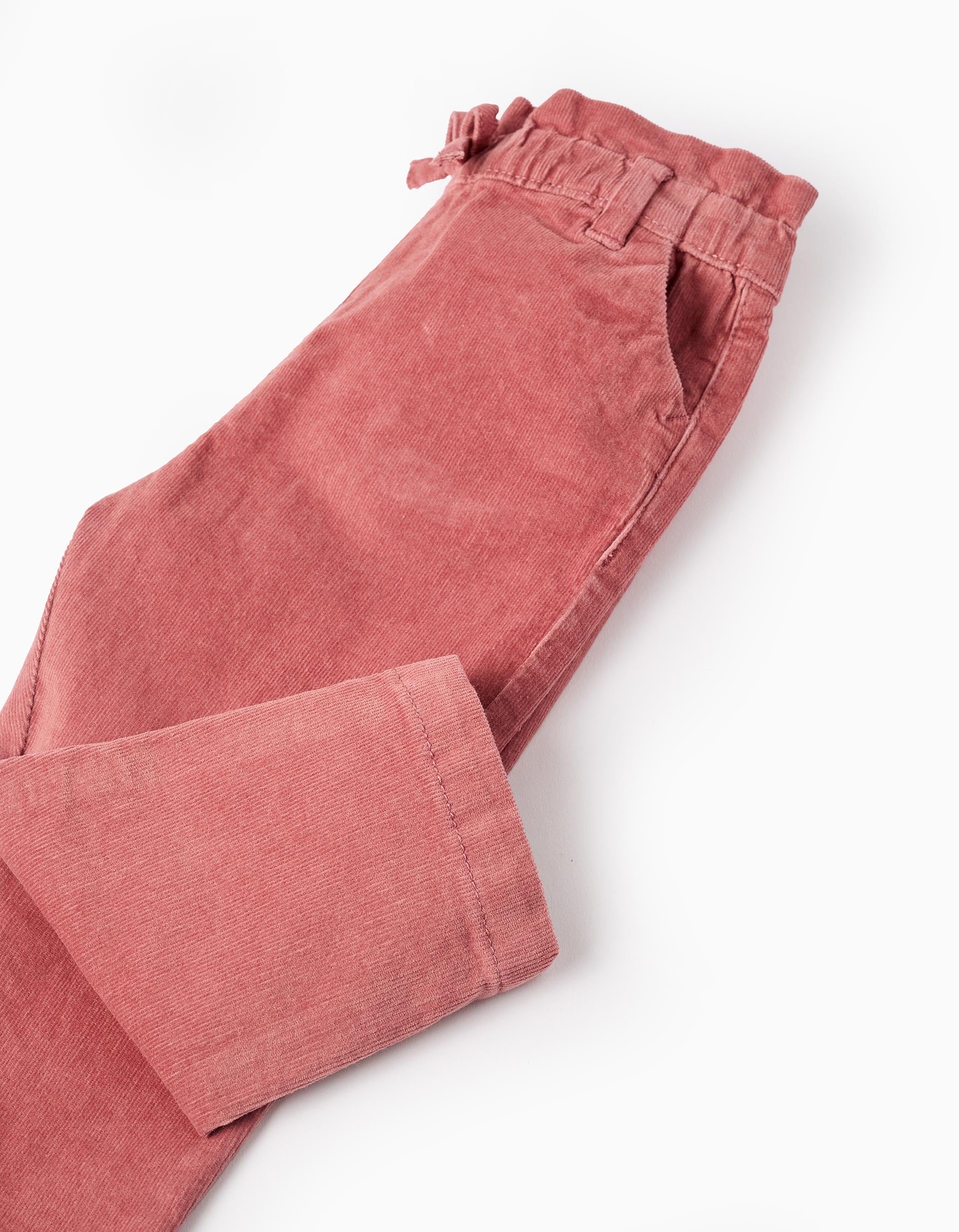 Pantalon en Velours Côtelé pour Bébé Fille 'Paperbag', Rose