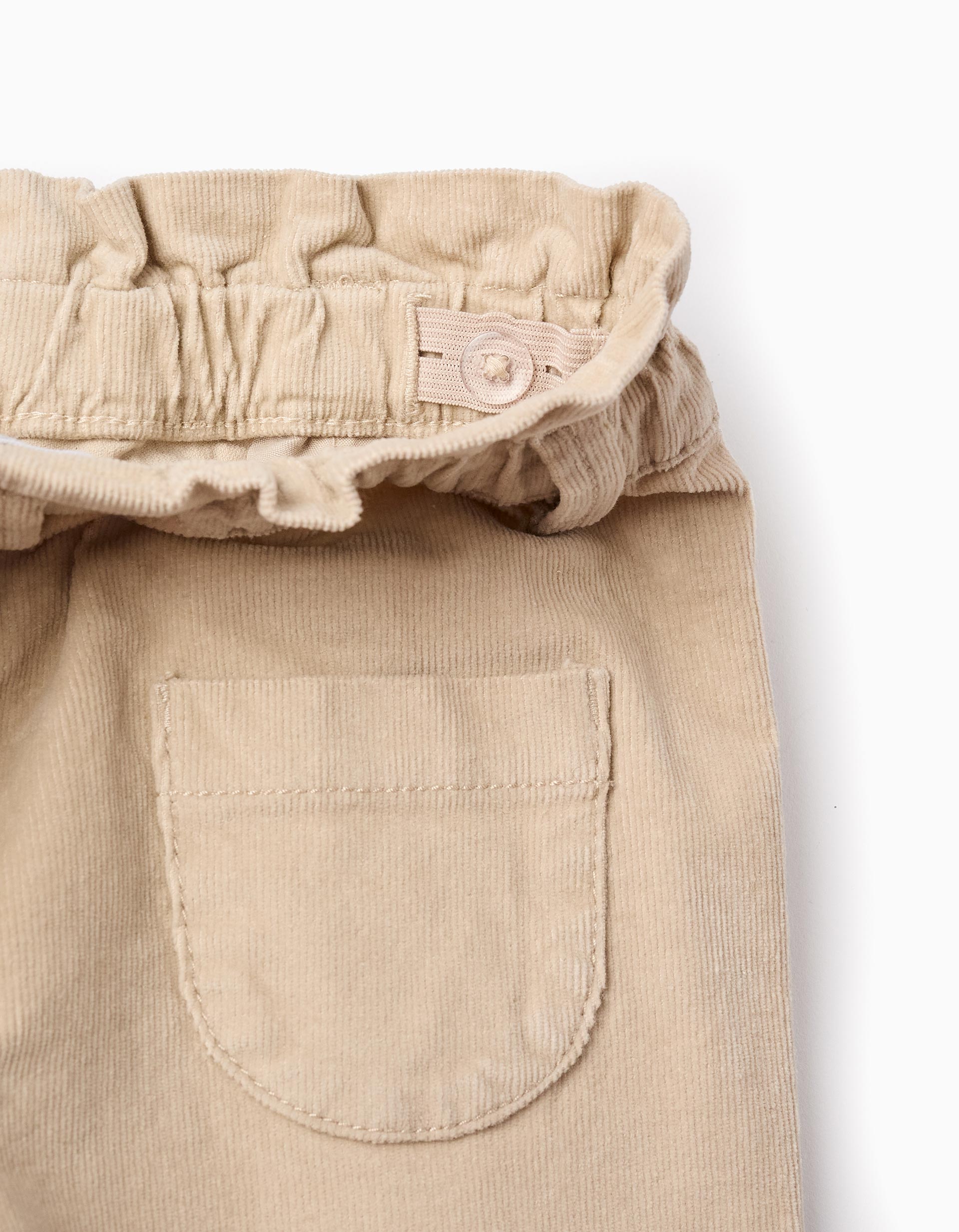 Pantalon en Velours Côtelé pour Bébé Fille 'Paperbag', Beige