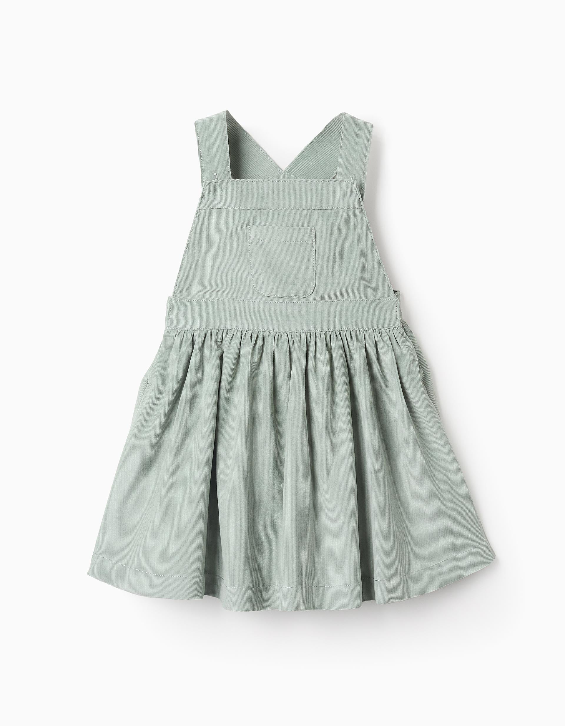 Corduroy Pinafore Dress for Baby Girls, Green