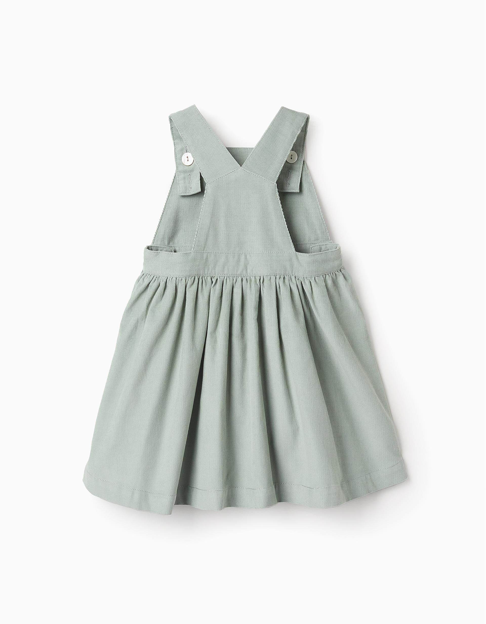 Corduroy Pinafore Dress for Baby Girls, Green