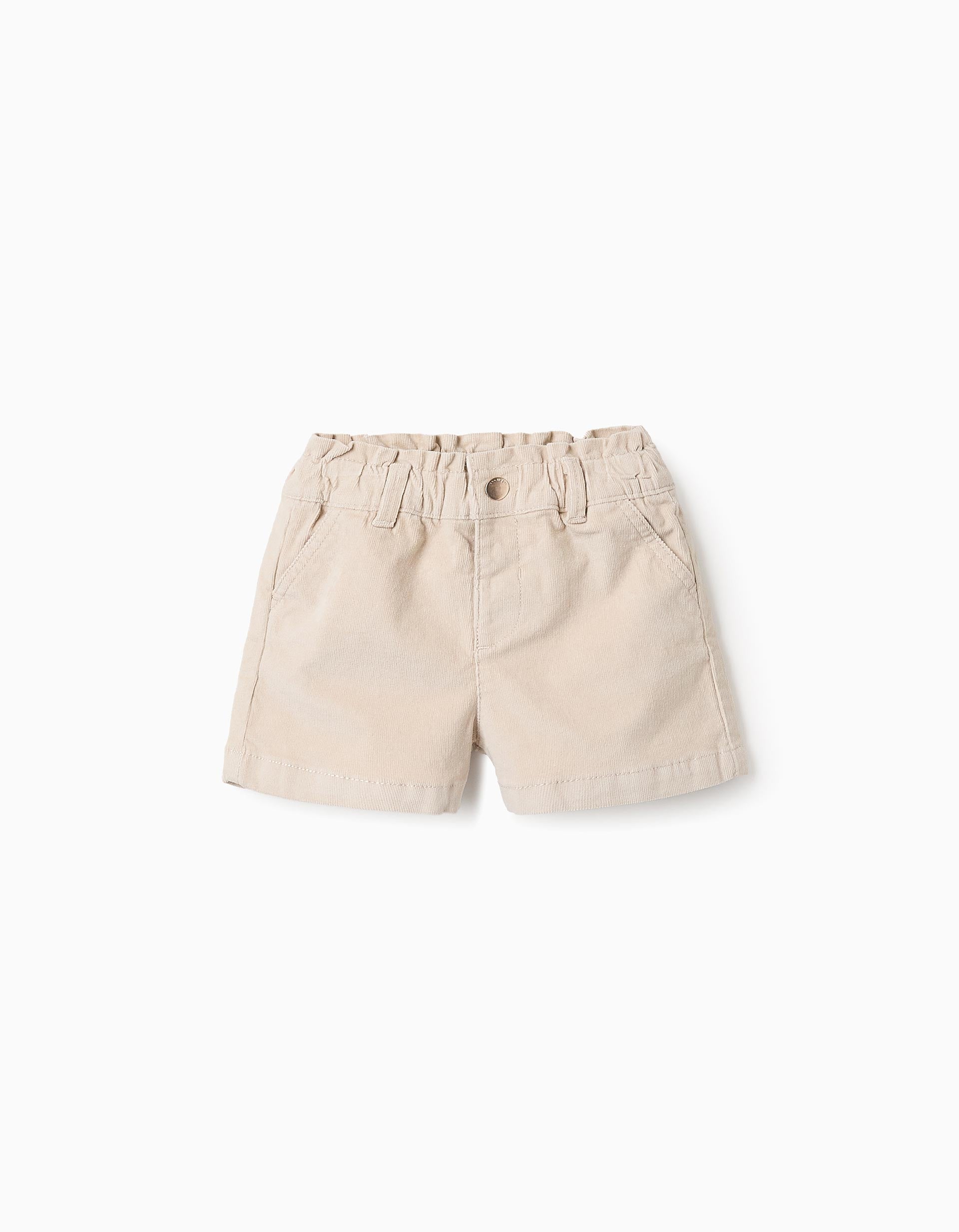 Corduroy Shorts for Baby Girls 'Paperbag', Beige