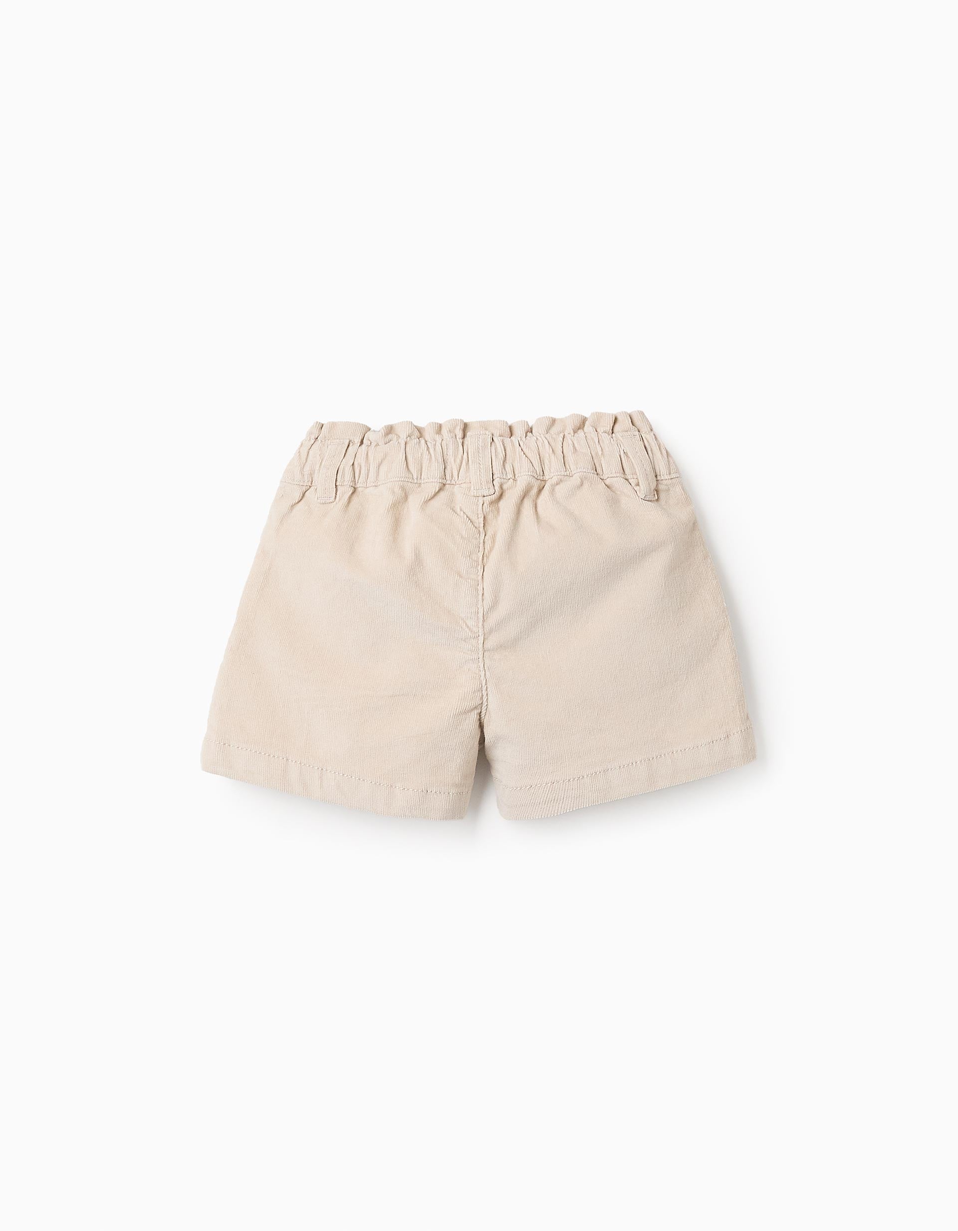 Corduroy Shorts for Baby Girls 'Paperbag', Beige