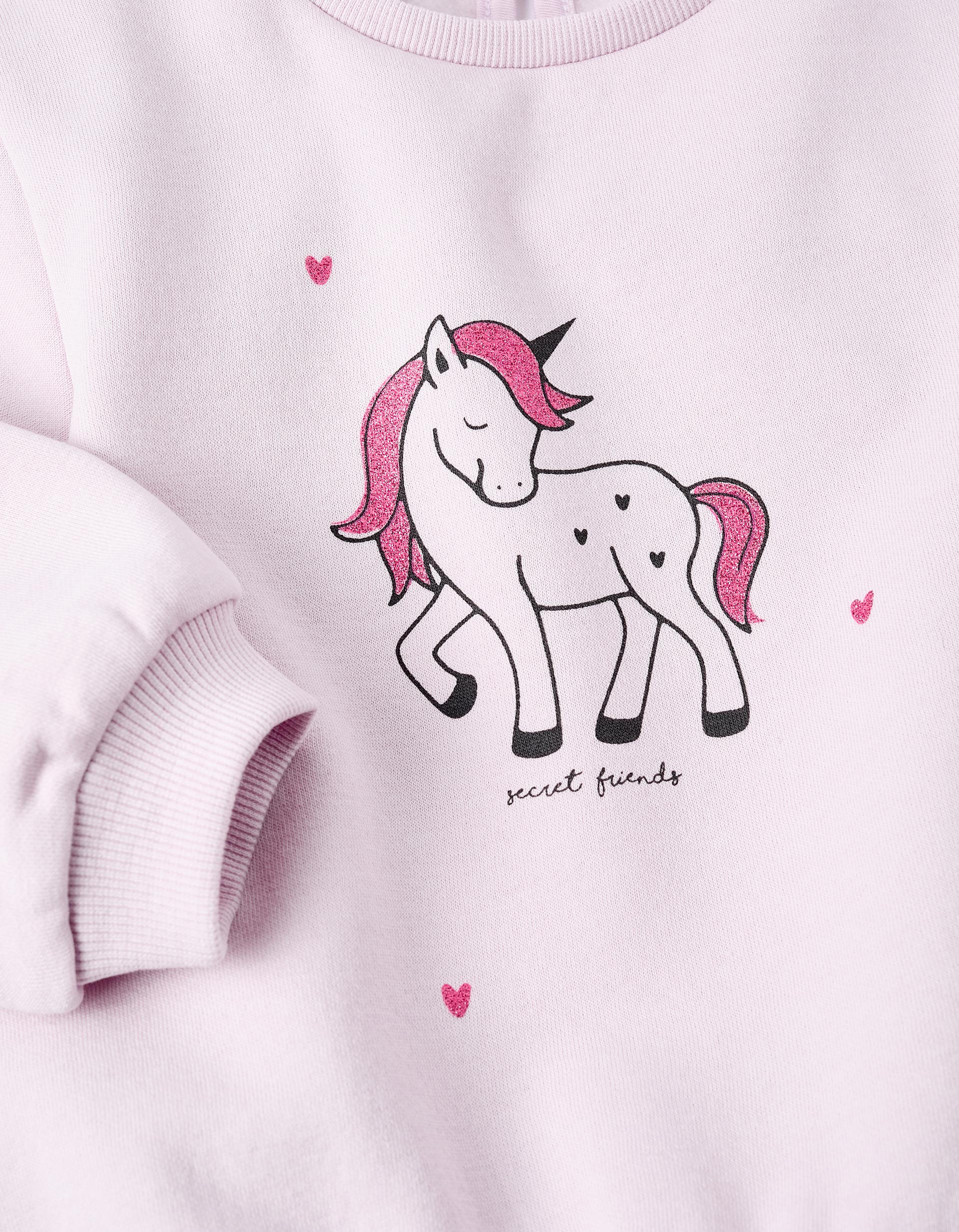 Fleece Sweatshirt with Unicorn Print for Baby Girls, Lilac