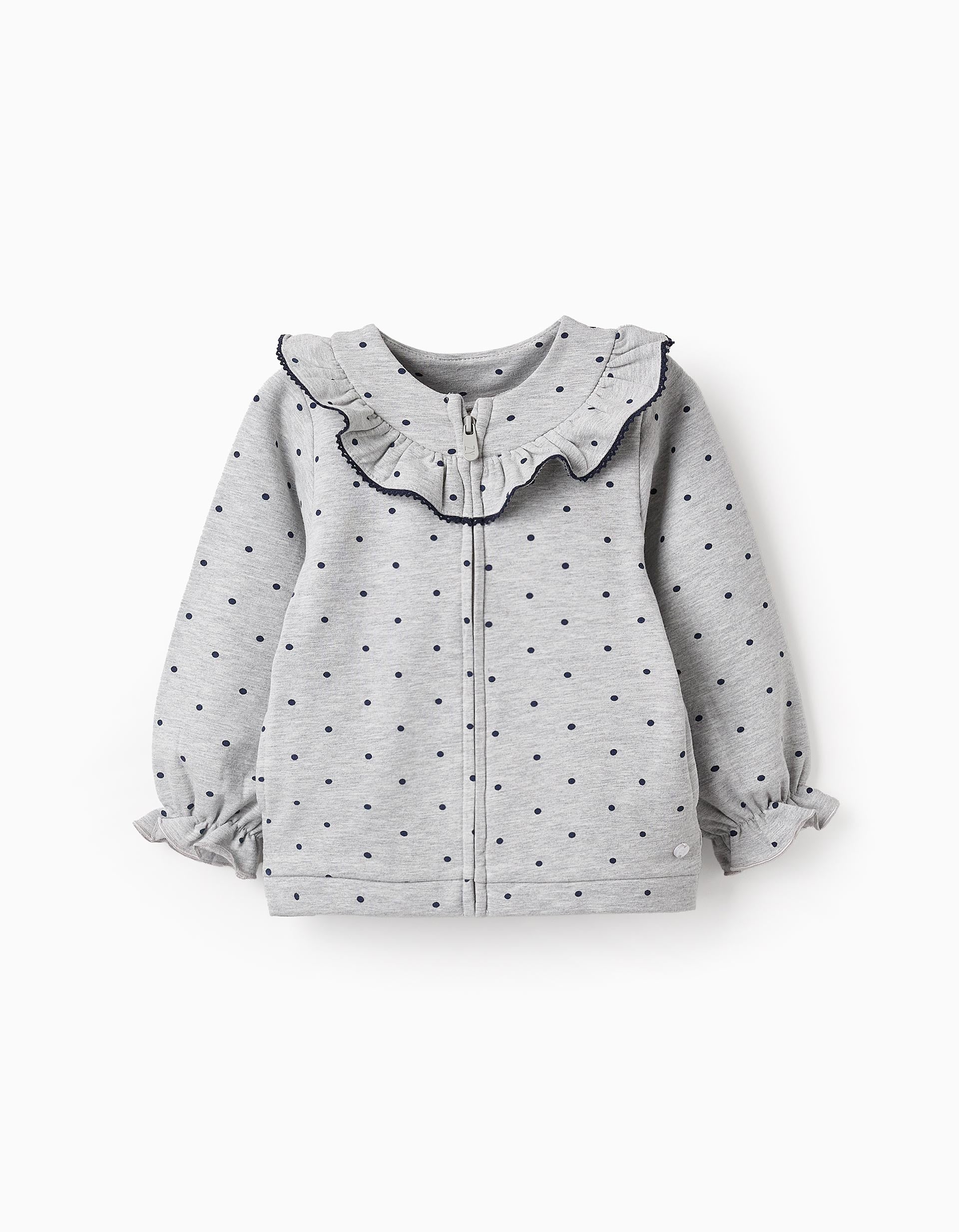 Polka Dot Jacket for Baby Girls, Grey