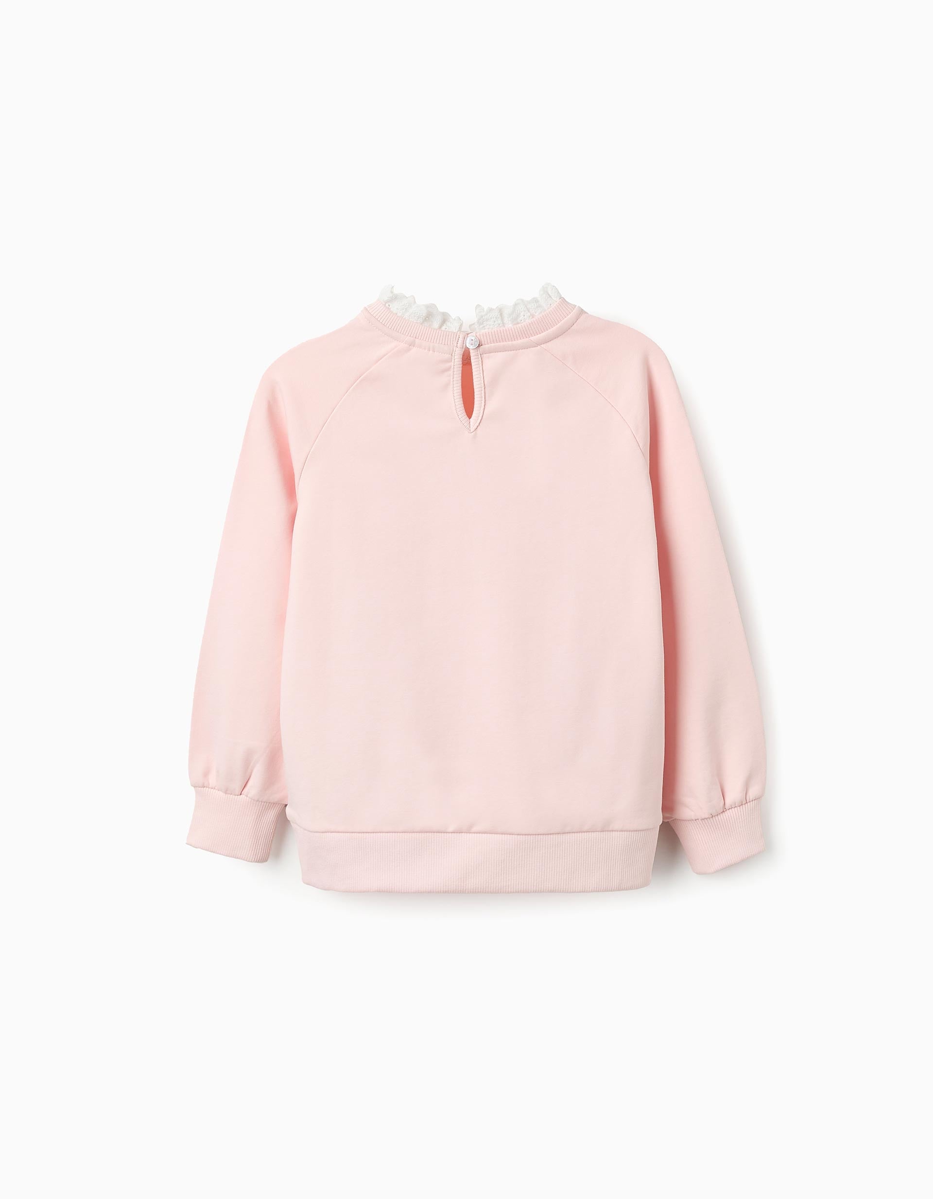 Sweatshirt with Broderie Anglaise for Girls, Pink