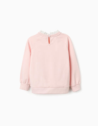 Sudadera con Bordado Inglés para Niña, Rosa