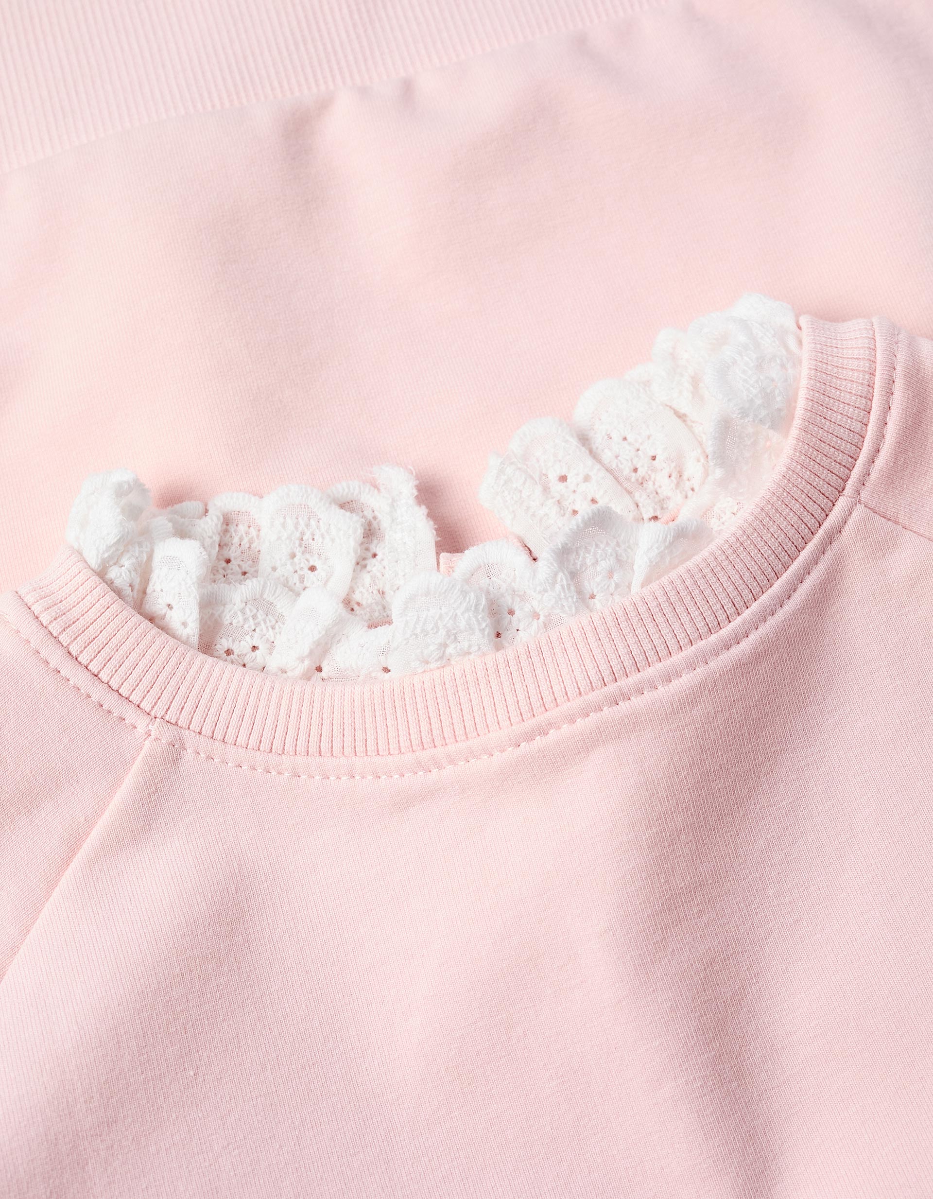 Sweatshirt with Broderie Anglaise for Girls, Pink