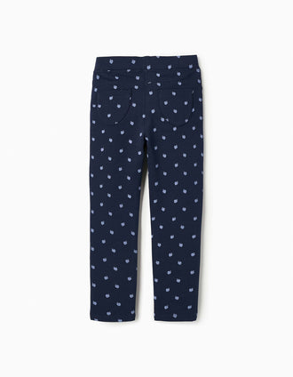 Jeggings Cardadas com Padrão para Menina, Azul Escuro