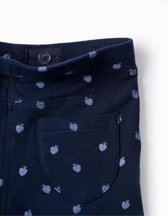 Jeggings Cardadas com Padrão para Menina, Azul Escuro