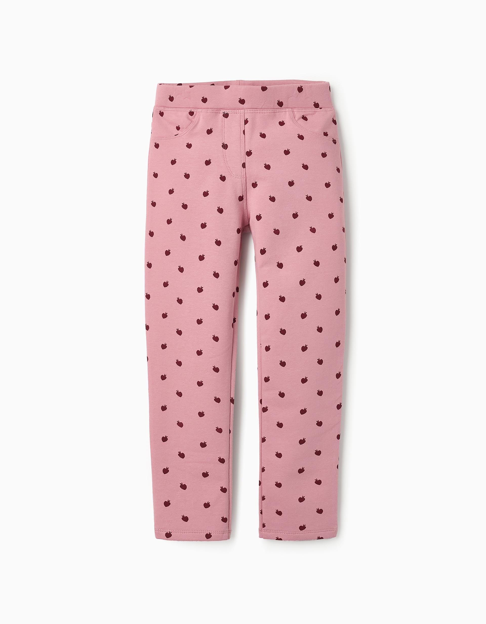 Brushed Jeggings with Pattern for Girls, Pink