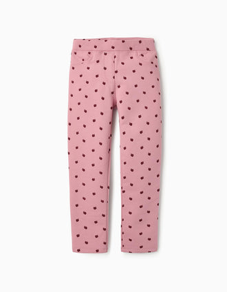 Jeggings Perchados con Estampado para Niña, Rosa