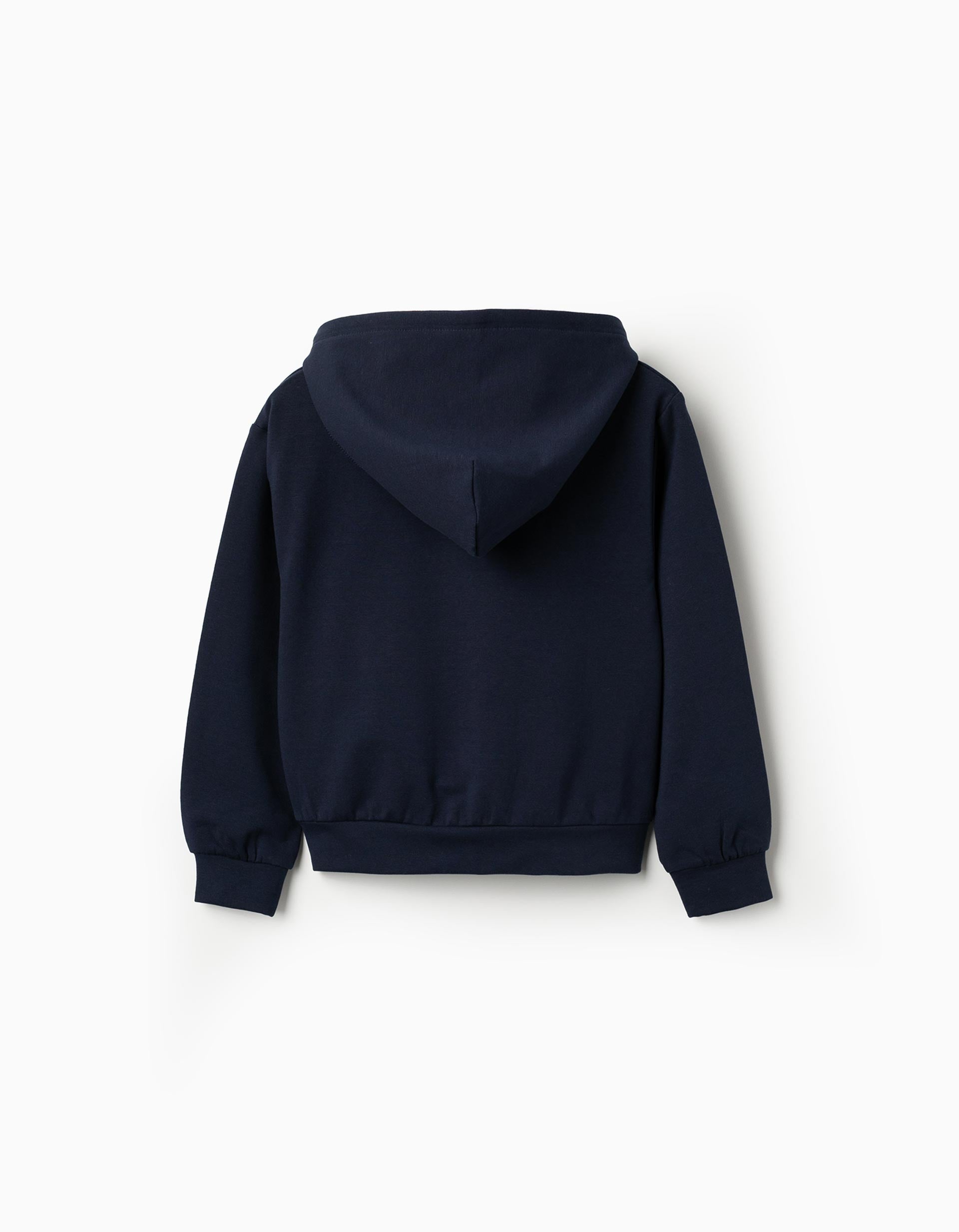 Hooded Sweatshirt for Girls 'Bisous', Dark Blue