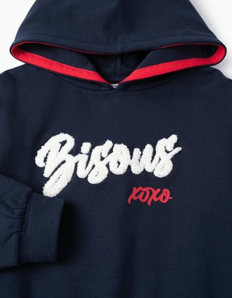 Sudadera con Capucha para Niña 'Bisous', Azul Oscuro