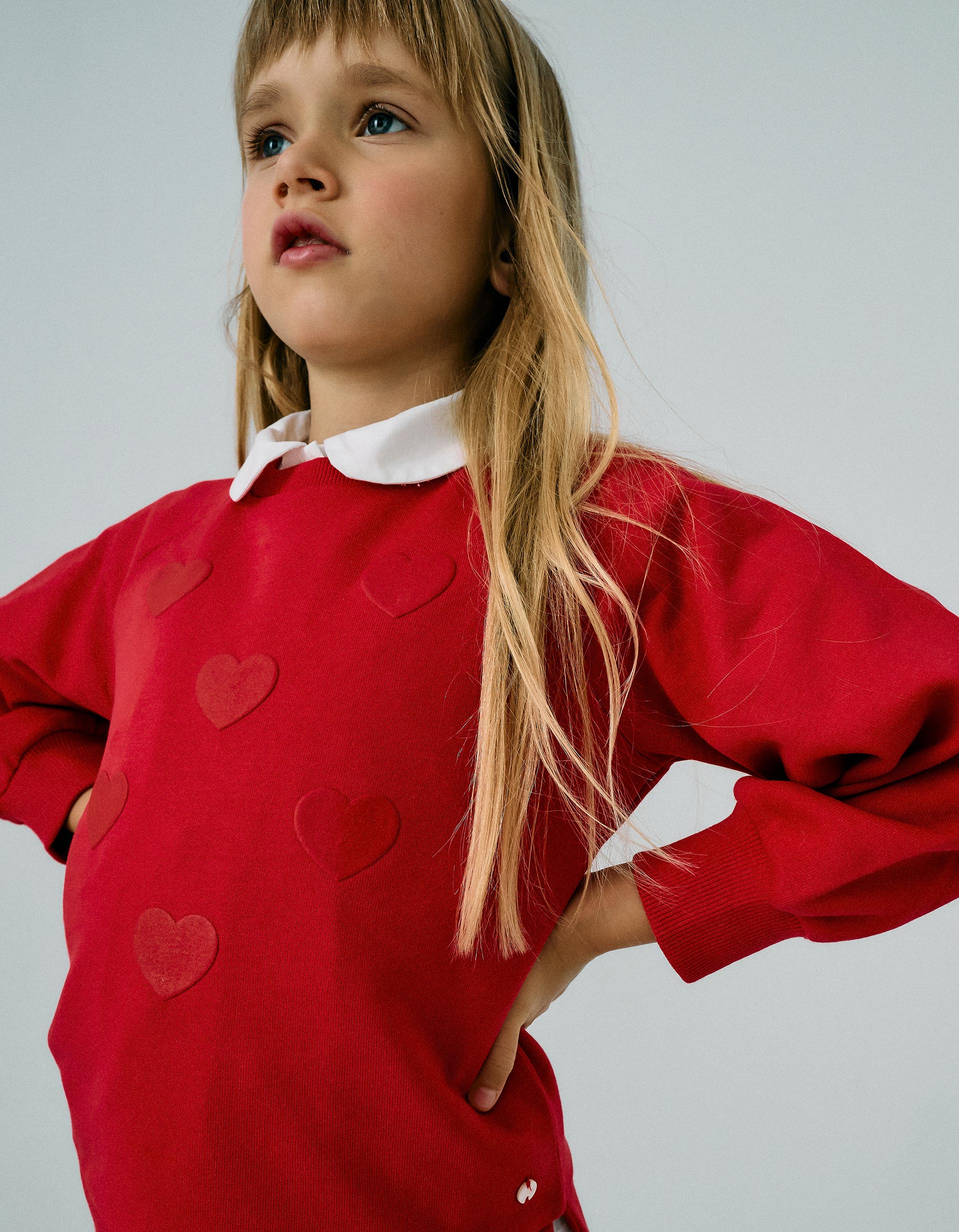 Sweatshirt for Girls 'Hearts', Red