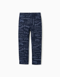 Leggings Estampadas para Menina 'NYC', Azul Escuro