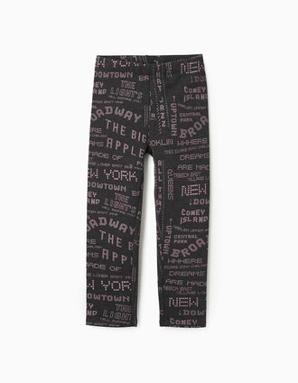 Leggings Estampadas para Niña, Gris/Lila
