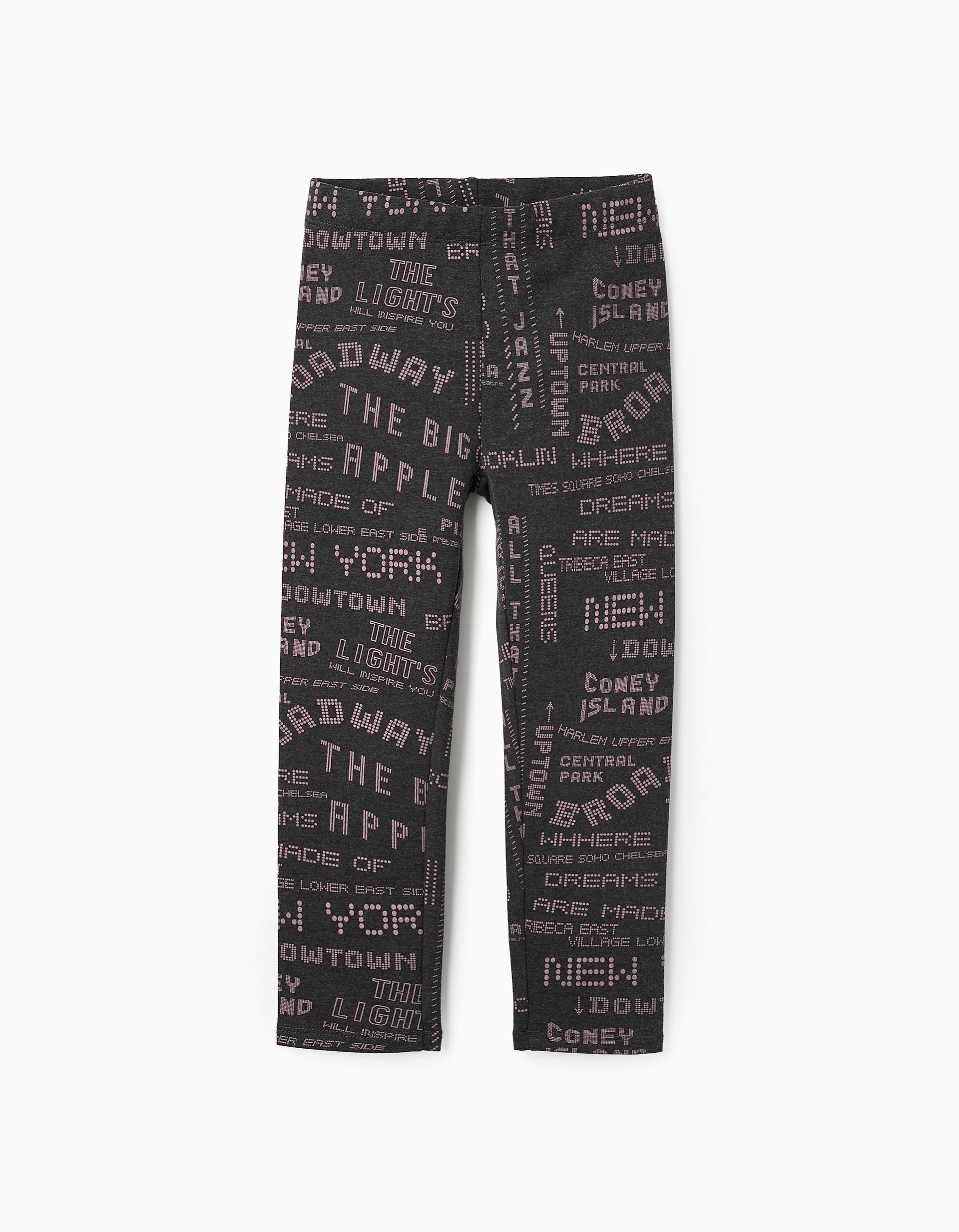 Legging Imprimé pour Fille, Gris/Lilas