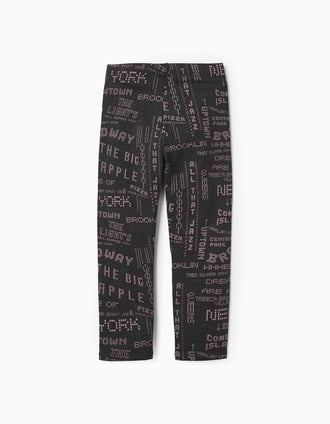 Leggings Estampadas para Niña, Gris/Lila