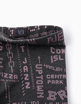 Legging Imprimé pour Fille, Gris/Lilas