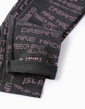Leggings Estampadas para Niña, Gris/Lila