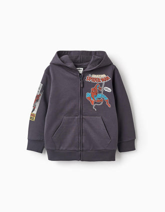 Brushed Cotton Jacket for Boys 'Spider-Man', Dark Grey