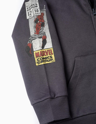 Brushed Cotton Jacket for Boys 'Spider-Man', Dark Grey