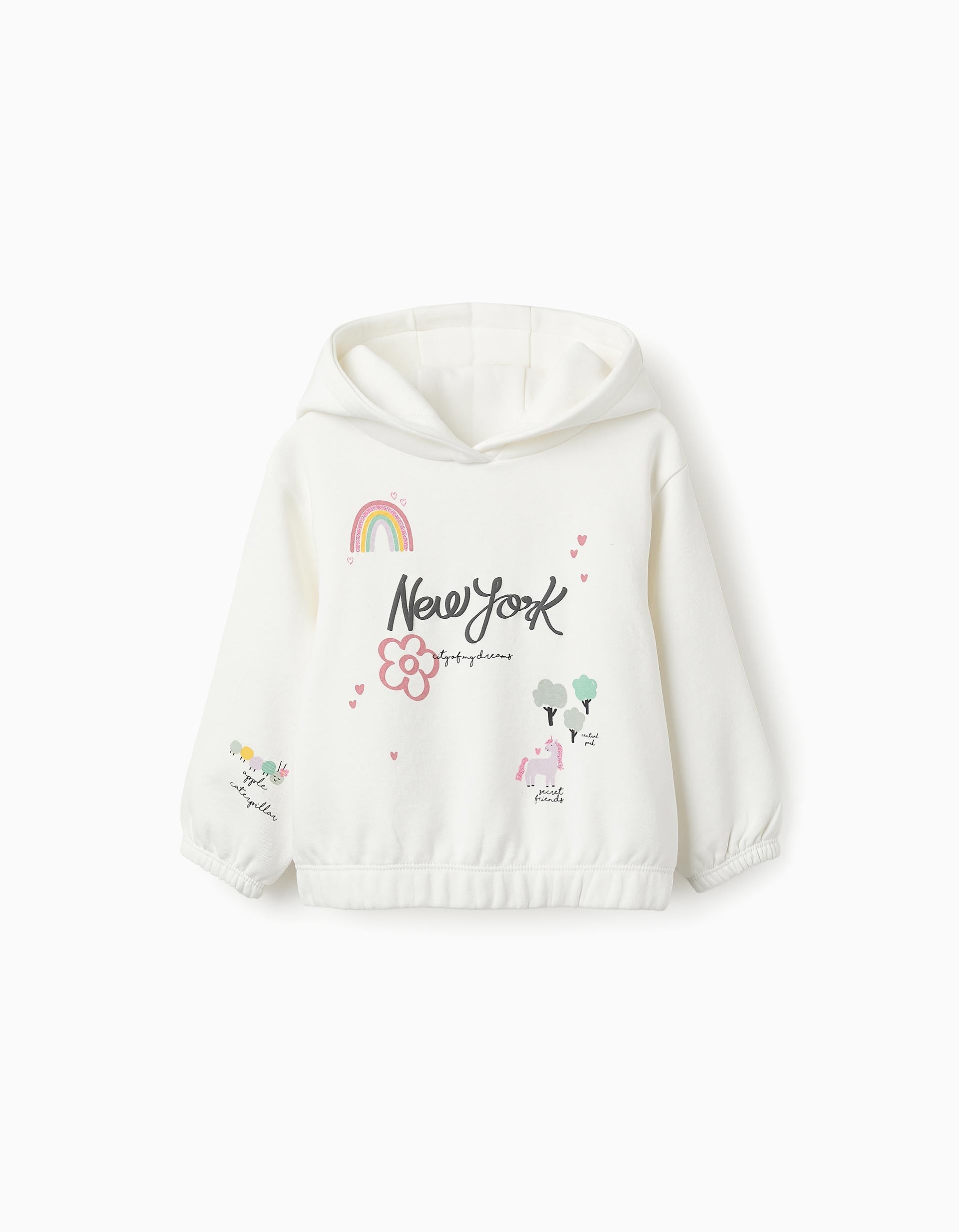 Hooded Sweatshirt with Print for Baby Girls, White